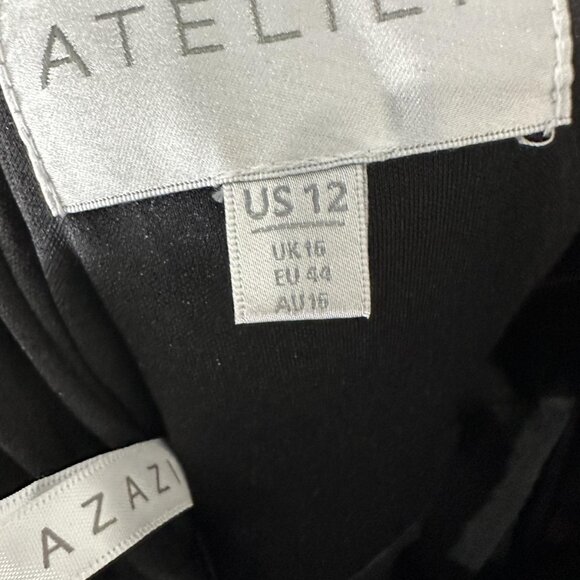 Azazie Atelier Dress Womens 12 Black Blush Pink Joanna Bow Mini Velvet Cocktail - Picture 9 of 10